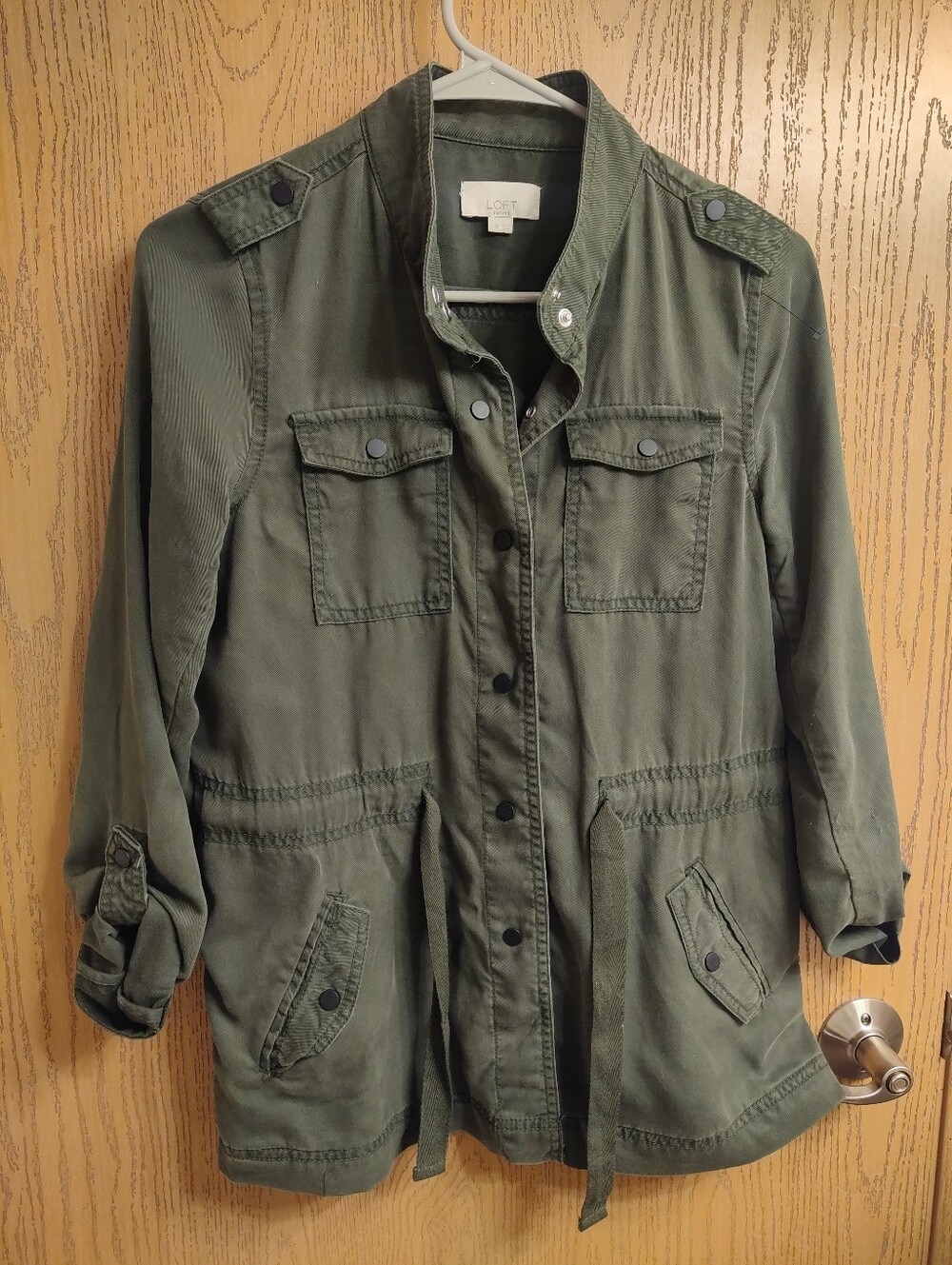 LOFT Olive Green Utility Jacket with Drawstring Waist